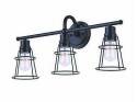 24 x 10-5/8-Inch 3-Light Matte Black Dree Vanity Light Fixture 