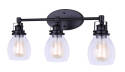 24 x 10-1/4-Inch 3-Light Matte Black Carson Vanity Light Fixture