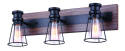 24 x 8-Inch 3-Light Matte Black And Faux Wood Blake Vanity Light Fixture