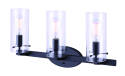 24 x 12-3/8-Inch 3-Light Matte Black Joni Vanity Light Fixture