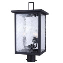 Shana 3-Light Outdoor Post Light Watermark Glass-Black