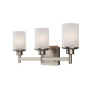 Lyndi 3-Light Vanity Fixture In Linen Glass And Brushed Nickel