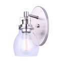 Carson 1-Light Vanity Fixture In Seeded Glass And Brushed Nickel