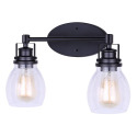 Carson 2-Light Vanity Fixture In Seeded Glass And Black