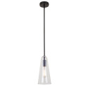 Matte Black Luisa Pendant Light With Hammered Clear Glass