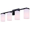 4-Light Britton Vanity Britton Light Fixture Black With Flat Opal Glass