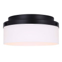 2 Light Malloy Flush Mount In Black With Opal Glass