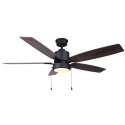 FERRAN 52-Inch Matte Black Indoor LED 5-Blade Ceiling Fan