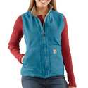 Ladies' Small Blue Topaz Mock Neck Vest With Sherpa Lining