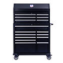 Top Tool Chest And Rolling Cabinet Tool Bunker &mdash; 16-Drawer, 41 in., Black With Silver Trim