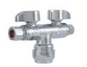 1/2-Inch Push To Connect X 3/8-Inch Compression X 3/8-Inch Compression Brass Dual Shut-Off Valve