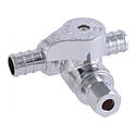 Crimp Tee Stop — 1/2 in. x 1/2 in. x 1/4 in., Brass