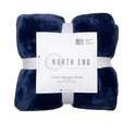 54 X 68-Inch Navy Blue Sherpa Plush Throw Blanket