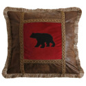 Applique Bear Faux Leather Pillow
