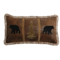 Bear/Tree/Bear Faux Leather Pillow