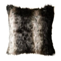 Black Wolf Faux Fur Pillow