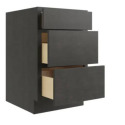 Luxor Smoky Grey 3-Drawer Base Cabinet, 18" W x 34-1/2" H