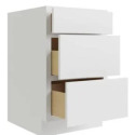 Luxor 3-Drawer Base Cabinet — 15 in. W x 34-1/2 in. H, White