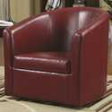 Red Vinyl Accent Swivel Chair