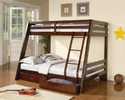 Twin Over Full Cappuccino Bunk Bed With 2 Storage Drawers