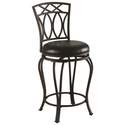 24-Inch Black Metal Bar Stool With Faux Leather Seat