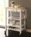 Natural And White Kitchen Cart