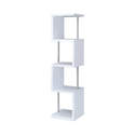 4-Shelf White & Chrome Bookcase