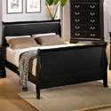 Louis Philippe Queen Black Sleigh Panel Bed