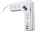 4-Outlet L-Shaped Surge Protector With 2 USB Ports