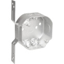 4-Inch X 1-1/2-Inch Deep Drawn Bracketed Octagon Box With Conduit Knockouts And Fixture Ears