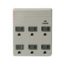 6-Outlet Light Gray Surge Protector Wall Adaptor