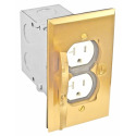 20-Amp Duplex Brass One Gang Drop In Floor Box Kit