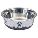 28-Ounce Gray Maslow Non-Skid Paw Design Dog Bowl