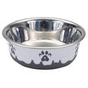 54-Ounce Gray Maslow Non-Skid Paw Design Dog Bowl