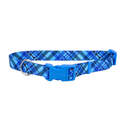 1 x 18-26-Inch Styles Blue Plaid Bones Adjustable Dog Collar