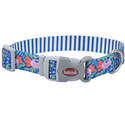 1 x 18-Inch Sublime Flower Teal Stripe Adjustable Dog Collar
