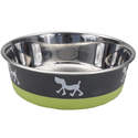 28-Ounce Green & Gray Stainless Steel Non-Skid Maslow Dog Bowl