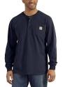 Heavyweight Navy 3-Button Long Sleeve Men's T Shirt, 3XL