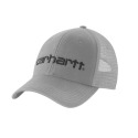 Asphalt/Black Carhartt® Logo Canvas Mesh-Back Cap, One-Size