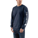 Navy Logo Long Sleeve Men's T Shirt, S