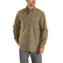 Rugged Flex® Dark Khaki Solid Canvas Button Long Sleeve Men's Shirt, 2XL