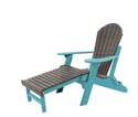 Coastal Gray & Aruba Blue Folding Adirondack Chair With Pullout Ottoman