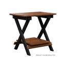 Deluxe Antique Mahogany & Black Folding End Table With Shelf