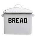 Distressed Finish White Enameled Bread Box With Lid