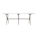 White Wooden Table With Rust Finish Metal Legs