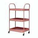 Pink Metal 3-Tier Bar Cart On Casters