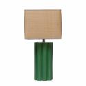 28-1/2-Inch Green Stoneware Table Lamp With Raffia Shade