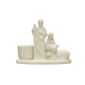 4.25 X 2.14 X 3.25-Inch White Stoneware Nativity Taper Candle Holder