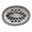 Hand-Painted Stoneware Platter With Floral Design