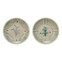 16-1/4-Inch Round X 2-1/2-Inch Diameter Cream Hand-Painted Terra-Cotta Wall Plate, Crackle Glaze, 2 Assorted Styles